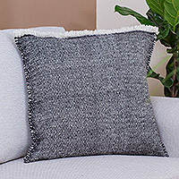 Wool cushion cover, 'Black Diamond'