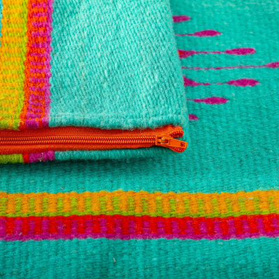 Funda de cojín de lana - Funda de cojín de lana colorida tejida a mano