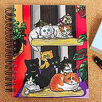 Art print journal, 'Look of Sweetness' - Cat Themed Art Print Spiral Bound Journal