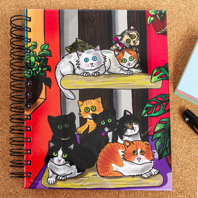 Art print journal, 'Look of Sweetness' - Cat Themed Art Print Spiral Bound Journal