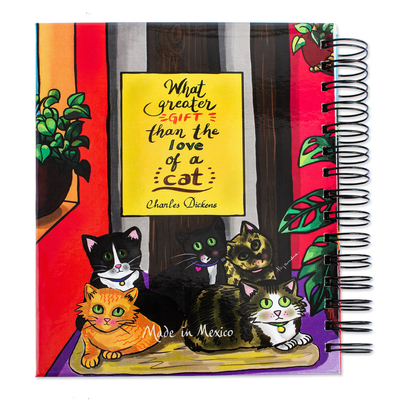 Kunstdruck-Tagebuch - Spiralgebundenes Notizbuch mit Kunstdruck und Katzenmotiv