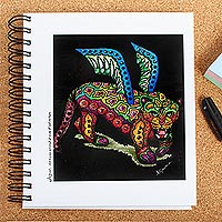 Art print journal, 'Jaguar' - Colorful Art Print Lined Journal with Jaguar