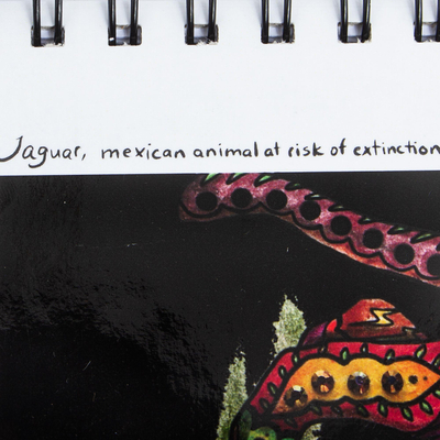 Diario impreso de arte, 'Jaguar' - Diario forrado con estampado de arte colorido con Jaguar