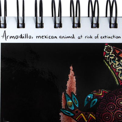 Diario impreso de arte, 'Armadillo' - Diario estilo Alebrije con ilustración de Armadillo