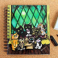 Diario de impresión de arte, 'Gatitos' - Diario de tapa ilustrada con temática de gatito