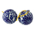 Keramische Ornamente, 'Talavera Weihnachtsstern' (Paar) - Florale Weihnachtsschmuckstücke im Talavera-Stil in Blau (Paar)