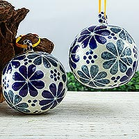 Ceramic ornaments, Talavera Holiday (pair)