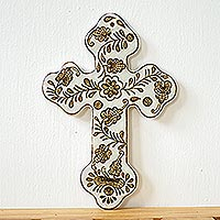 Ceramic wall cross, Flourishing Cross