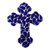 Ceramic wall cross, 'Puebla Petals' - Blue and Off White Talavera Style Ceramic Wall Cross