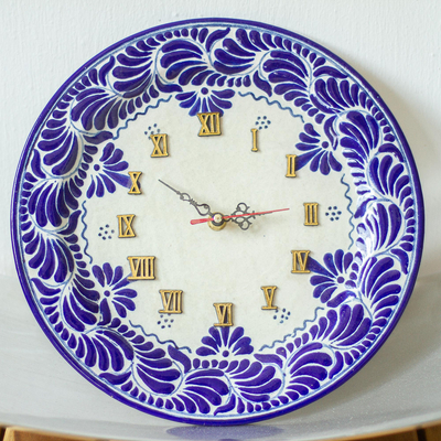 Ceramic wall clock, Talavera Blues