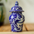 Decorative ceramic jar, 'Blue Puebla Swallow' - Blue on Ivory Swallow Motif Talavera Style Ginger Jar thumbail