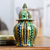 Decorative ceramic jar, 'Moorish Ferns' - Multicolor Moorish Fern Motif Talavera Style Ginger Jar thumbail