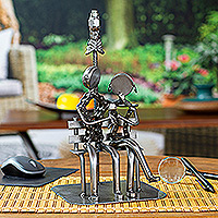 Recycled auto parts sculpture, Rustic Lovers
