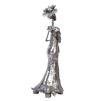 Recycled auto parts sculpture, 'Grand Catrina' - Extra Large Recycled Metal Catrina Sculpture