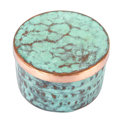 Caja de recuerdos de cobre, 'Antique Patina' - Caja de recuerdos pequeña de cobre martillado hecha a mano