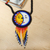 Beaded pendant necklace, 'Wirikuta Eclipse in White' - Glass Beaded Huichol Eclipse Pendant Necklace (image 2) thumbail