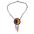 Beaded pendant necklace, 'Wirikuta Eclipse in Yellow' - Colorful Beaded Huichol Pendant Necklace (image 2b) thumbail