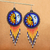 Beaded waterfall earrings, 'Wirikuta Eclipse in White' - Huichol Beaded Waterfall Earrings from Mexico (image 2) thumbail