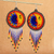 Beaded waterfall earrings, 'Wirikuta Eclipse in Yellow' - Hand Beaded Huichol Long Waterfall Earrings thumbail