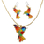 Beaded jewelry set, 'Hummingbird in Rainbow' - Multicolored Glass Beaded Hummingbird Jewelry Set thumbail