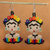 Beaded dangle earrings, 'Rainbow Frida' - Handmade Multicolored Beaded Frida Earrings (image 2) thumbail
