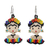 Beaded dangle earrings, 'Rainbow Frida' - Handmade Multicolored Beaded Frida Earrings thumbail