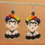Beaded dangle earrings, 'Frida in Black' - Handmade Beaded Frida Dangle Earrings (image 2) thumbail