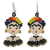 Beaded dangle earrings, 'Frida in Black' - Handmade Beaded Frida Dangle Earrings thumbail