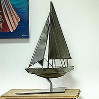 Recycled auto parts sculpture, Rustic Yacht