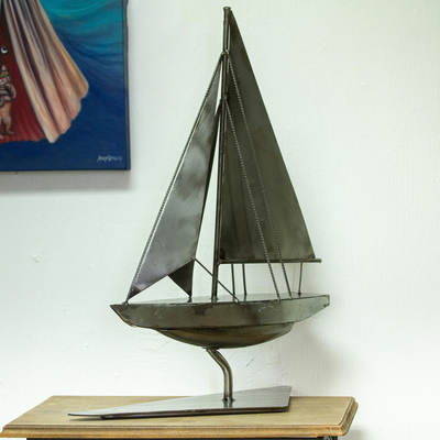 Recycled auto parts sculpture, Rustic Yacht
