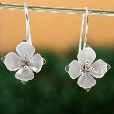 Silver drop earrings, Olive Blossom