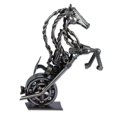 18 Inch Rustic Motorbike Horse Recycled Auto Parts Sculpture