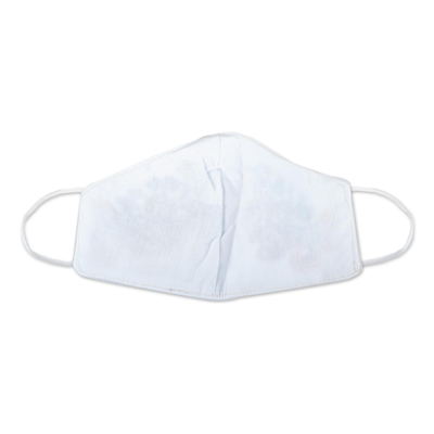 Embroidered cotton face mask, 'Summer Roses' - Reusable Floral Embroidered Cotton Face Mask