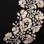 Embroidered cotton face mask, 'Flower Garden in Beige' - Black and Beige Floral Face Mask with 2 Layers