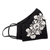Embroidered cotton face mask, 'Flower Garden in Ivory' - Reusable and Washable Black Cotton Floral Face Mask (image 2d) thumbail
