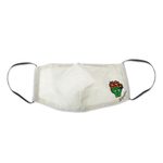 Cotton face mask, 'Little Green Skull' - Hand-Painted Cotton 3-Layer Green Floral Skull Motif Mask