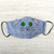 Gesichtsmaske aus Baumwolle - Blaue 3-lagige Katzen-Gesichtsmaske aus Baumwoll-Chambray mit Ohrschlaufen