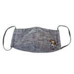 Cotton face mask, 'Grey Chambray Pup' - Hand-Painted Cotton Chambray 3-Layer Ear Loop Dog Mask
