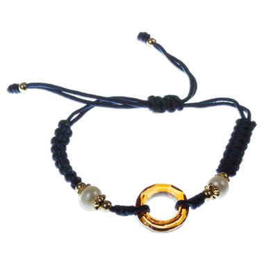 Swarovski Crystal Pendant Bracelet with Cultured Pearls