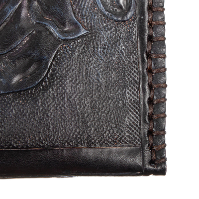 Clutch aus Leder - Schwarze handgefertigte Lederclutch aus Mexiko