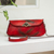 Leather baguette clutch or shoulder bag, 'Red Feathers' - Feather Motif Hand Tooled Leather Baguette Bag thumbail