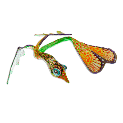 Escultura de papel maché alebrije, 'Quetzalcóatl colorido' - Escultura de Quetzalcóatl Alebrije pintada a mano brillante