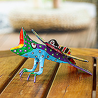 Papier mache alebrije sculpture, 'Colorful Butterfly' - Unique Butterfly Alebrije Sculpture from Mexico
