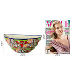 Ceramic wall planter, 'Colorful Garden' - Half Round Talavera Style Ceramic Wall Planter