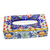 Ceramic tissue box cover, 'Cobalt Flowers' - Colorful Ceramic Tissue Box Cover