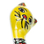 Ceramic statuette, 'Yellow Talavera Cat' - Talavera Style Yellow Floral Ceramic Cat Statuette