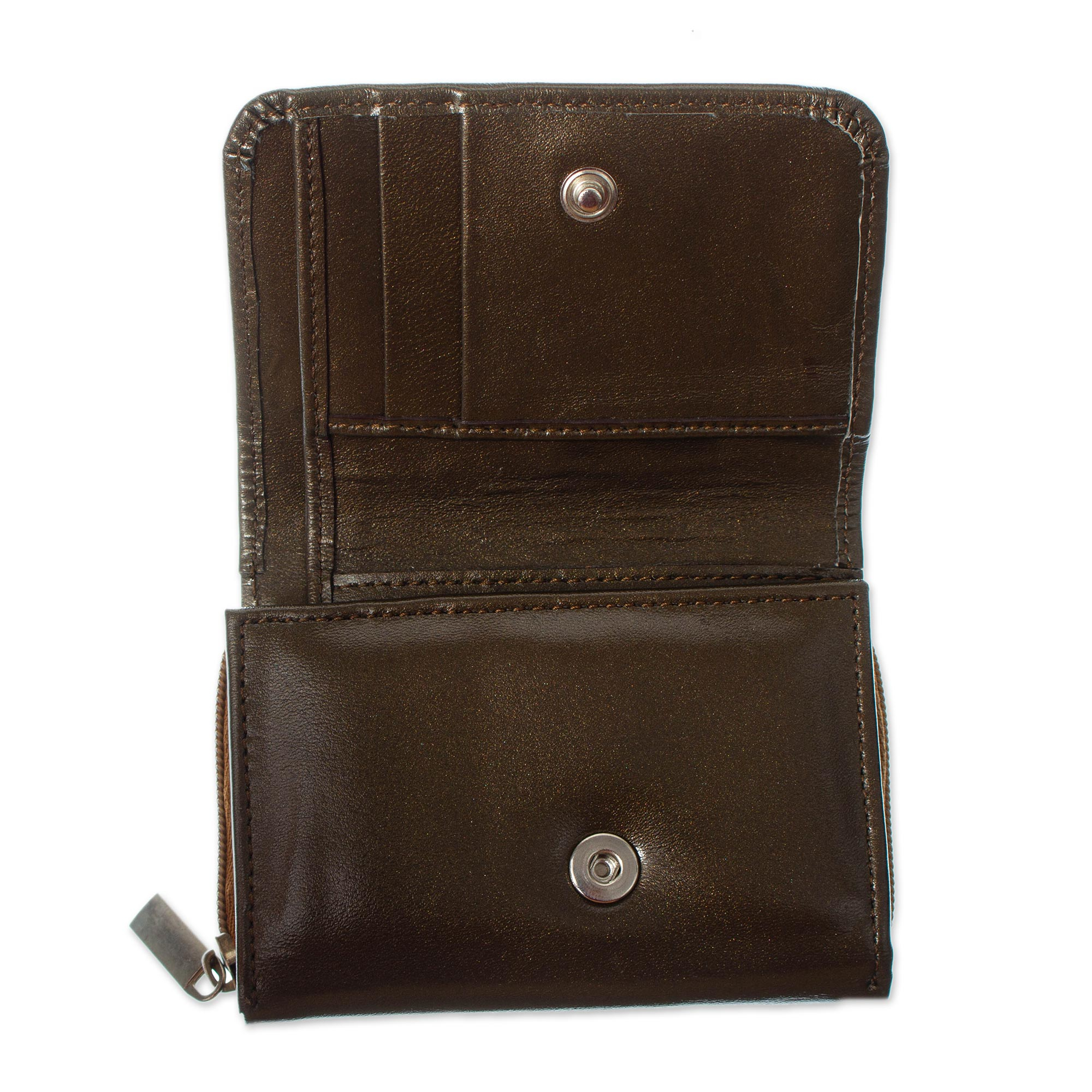 Clay Brown Leather Trifold Wallet - Sierra Clay | NOVICA