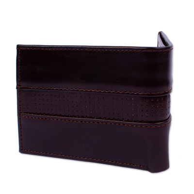 Leather bifold wallet, 'Off Road in Brown' - Hand Crafted Brown Leather Wallet for Men
