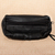 Leather wristlet, 'On Track in Black' - Black Leather Wristlet Carry All from Mexico thumbail