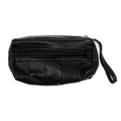 Black Leather Wristlet Carry All from Mexico